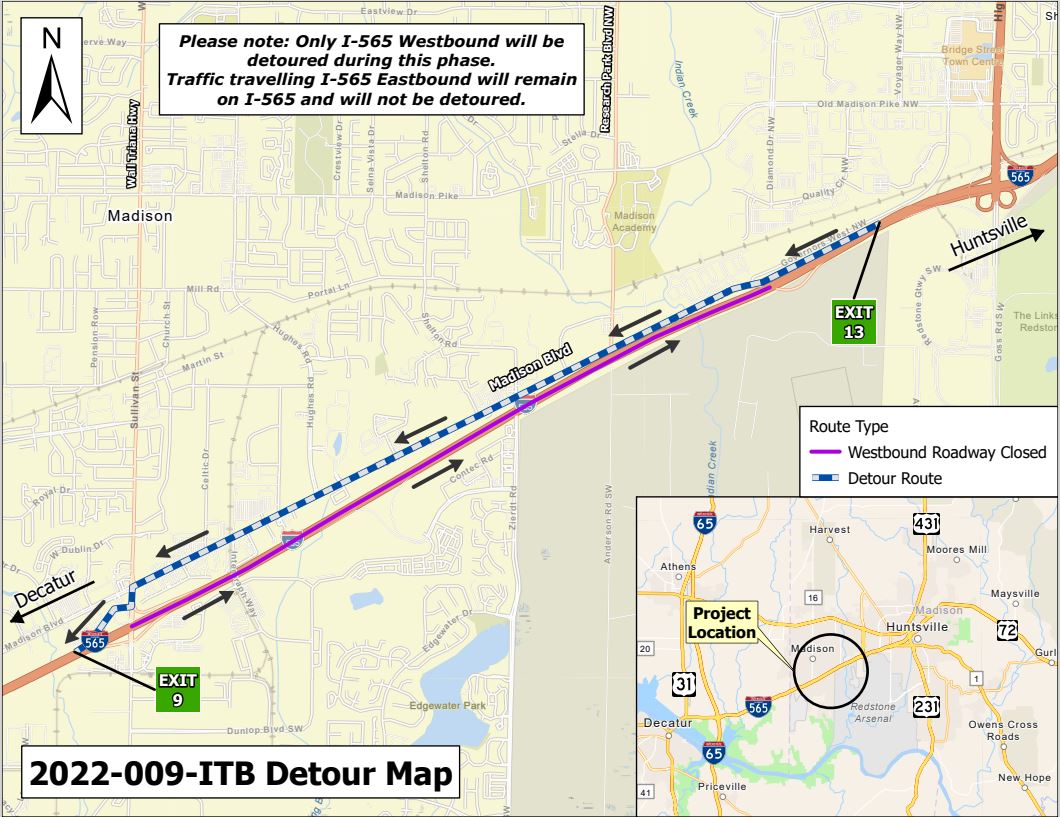 I-565 nighttime detours planned for Exit 10 work - ALDOT News Hub